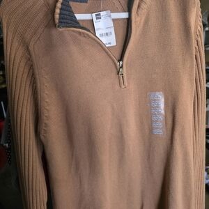 JCPenney Men's Camel Quarter-Zip Sweater